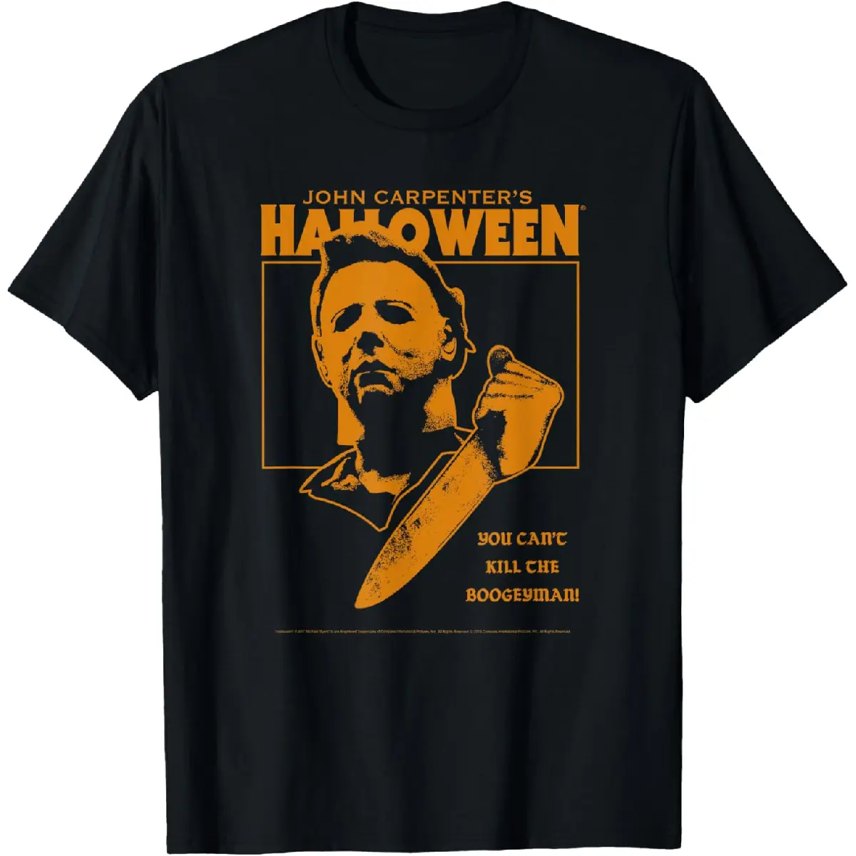 Men's Casual Crew Neck Shortsleeve T-Shirt - Personalized "You Can't Kill the Boogeyman!" Halloween Horror Movie Quote Tee, 100% Cotton Soft Fabric, Limited Edition Horror-Themed Top for Scare Enthusiasts, Customizable