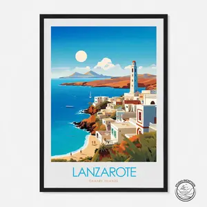 Lanzarote Minimalist Print Travel Poster Holiday Gift Honeymoon Souvenir Canary Islands Tenerife