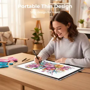 A2 LED Acrylic Drawing Light Board - Portable, 3-Level Dimming, Slim, Non-Rechargeable Diamond Art Tools for Calligraphy, Anime Painting | Artist Supplies (Halloween, Christmas Gifts)
