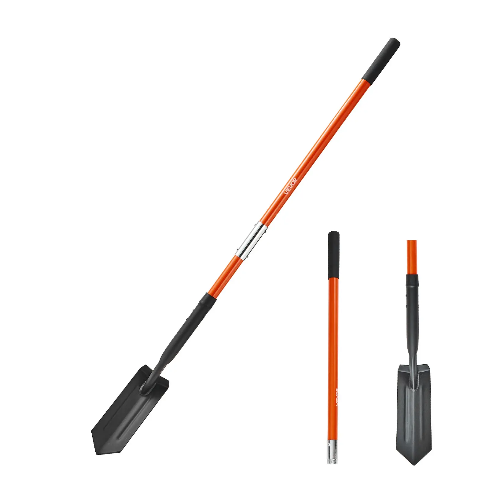 【SummerFinds】VEVOR Heavy-Duty Trench Shovel, 4x11.6 in Blade Narrow Spade Digger, 56 in Fiberglass Handle with Non-Slip Grip, 4.63 lbs, Improves Digging Performance, Increases Flexibility, Reduces Fatigue, for Gardening & Planting