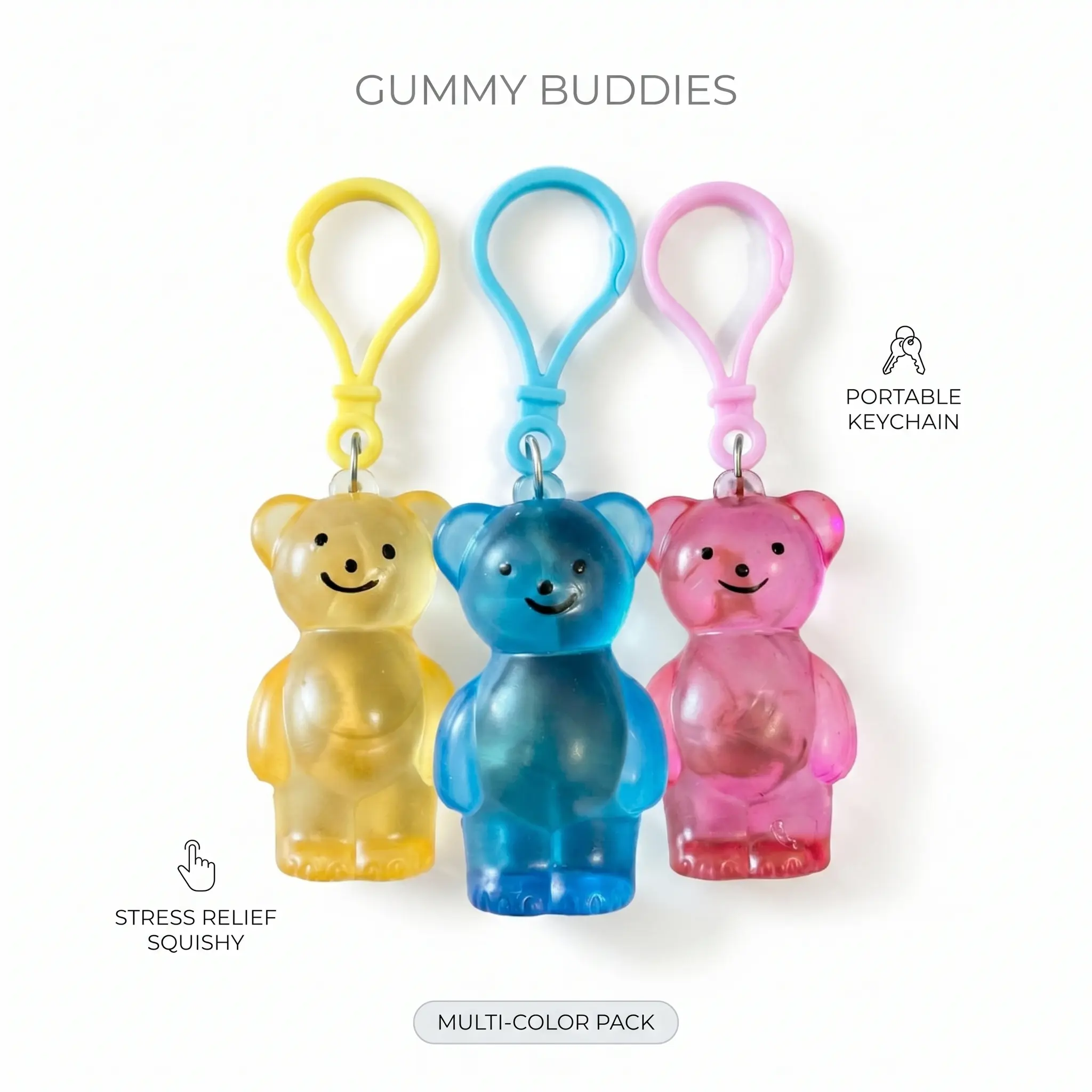 Super Squishy Bear Keychain - Soft PU Foam Keychain Stress Fix, Pocket Stress Relief Mini Toy, Cute Squeeze Fidget for Kids Party, Graduation Gift