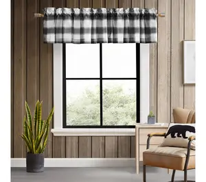 Eddie Bauer Canyon Plaid Black 86x15 Window Valance