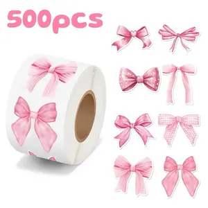 500pcs 1 Roll Pink Bow Sticker for DIY Decoration Sticker - Perfect for Crafting and Decorative Projects
