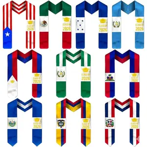Flag Graduation Sash – Premium Graduation Stole for International Students, Class of 2026 Graduation Accessory