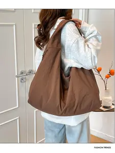 Women's Waterproof Nylon Tote Bag, Large Capacity Casual Commuter Shoulder Bag, Loose Fit Versatile Travel Bag