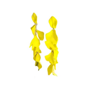 PETAL DROP Earrings - Yellow Floral Design with Gold Accents