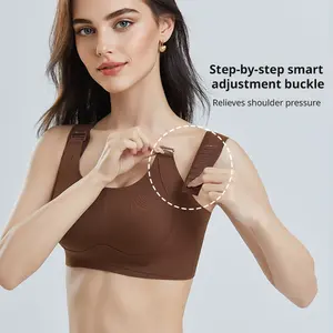 VVL Women's Plus Size Adjustable Multi-Row Hook Shoulder Strap Wireless Bra - Lift & Anti-Sag Seamless Push Up Full Coverage Comfort Everyday Bra