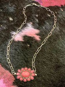 River Squash Blossom Chain Necklace - Pink