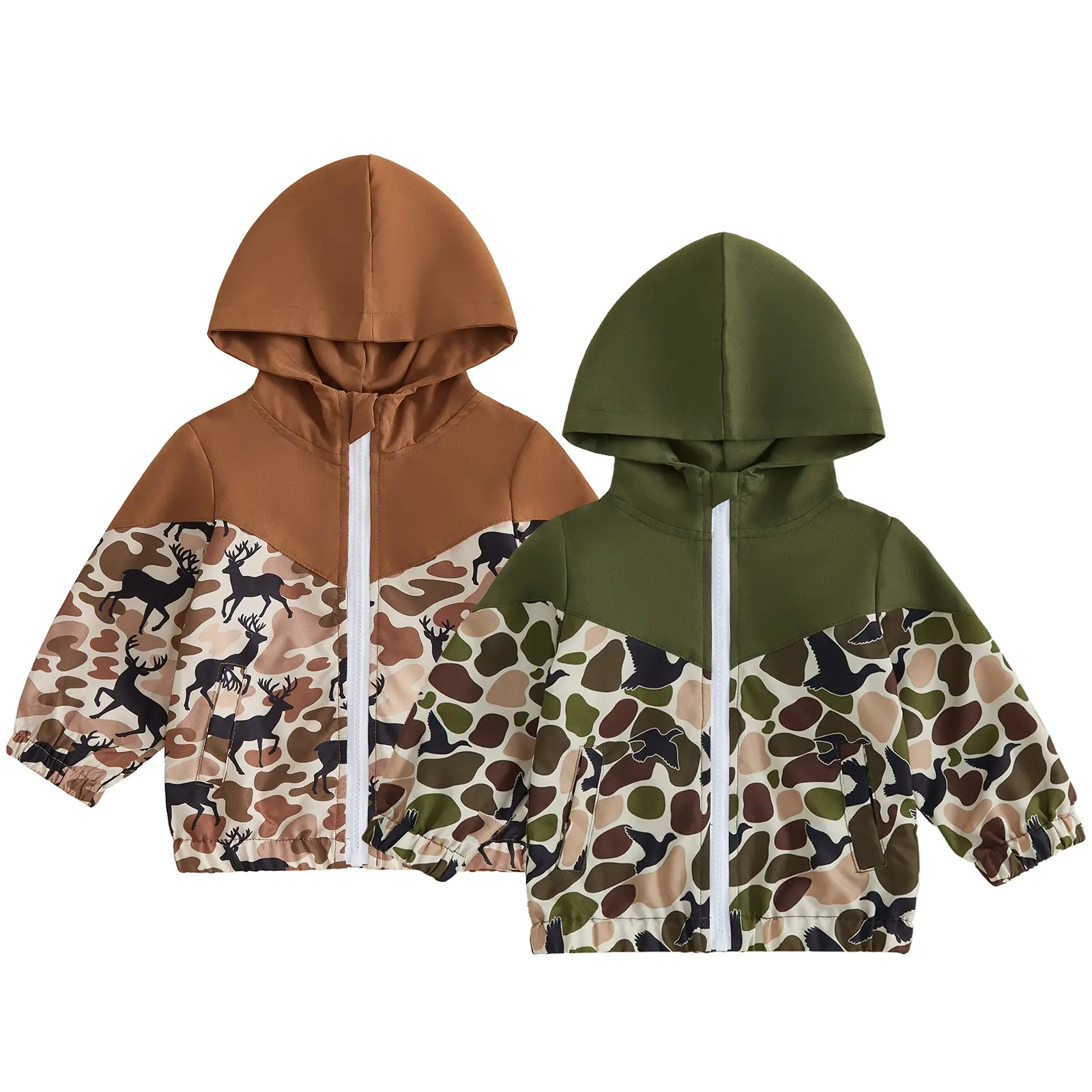 Toddler Baby Little Boys Hooded Jacket Camouflage Patchwork Long Sleeve Zip Up Fall Coat 6M-4T