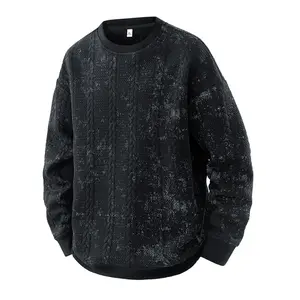 Spring and autumn loose heavy bottoming shirt boys casual thickened winter crew neck sweater jacket