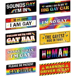 10PCS Gay Pride Funny Car Magnet, LGBT Rainbow Pride Prank Magnetic Bumper Sticker for Adult Waterproof Magnetic Car Stickers for Vehicles and Trucks Reusable Magnet Sticker for Fridge,cars accessories,car stuff