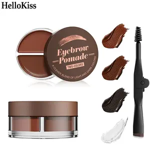 2-in-1 Dual-Color Eyebrow Pomade Set with Brush, Waterproof Long-Lasting Brow Cream, Smudge-Proof Natural Eyebrow Makeup for Daily Use.