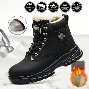 Men & Women Steel Toe Snow Boots, Waterproof Safety Shoes With Puncture Proof Midsole, Slip Resistant Sole, Warm Plush Lined Insulated Work Boots For Construction, Warehouse, Outdoor Jobs, Practical Winter Gift