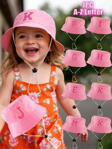 1 Piece Letter A-Z Adjustable Breathable Kids Hat, Sun Hats, Beach Sun Protection Cap, Suitable for Toddlers, Children, Girls, Outdoor Activities, Daily Wear, Birthday Gift（2-4Y）