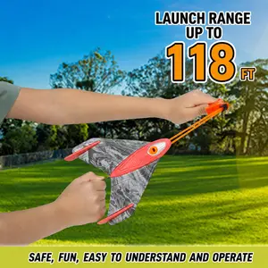Kids Foam Glider Launcher Toy - Outdoor Slingshot Flying Plane, 118FT Range, Safe & Easy to Use, Gesture-Controlled Levitating Parent-Child Interactive Gift for 8+ Boys & Girls