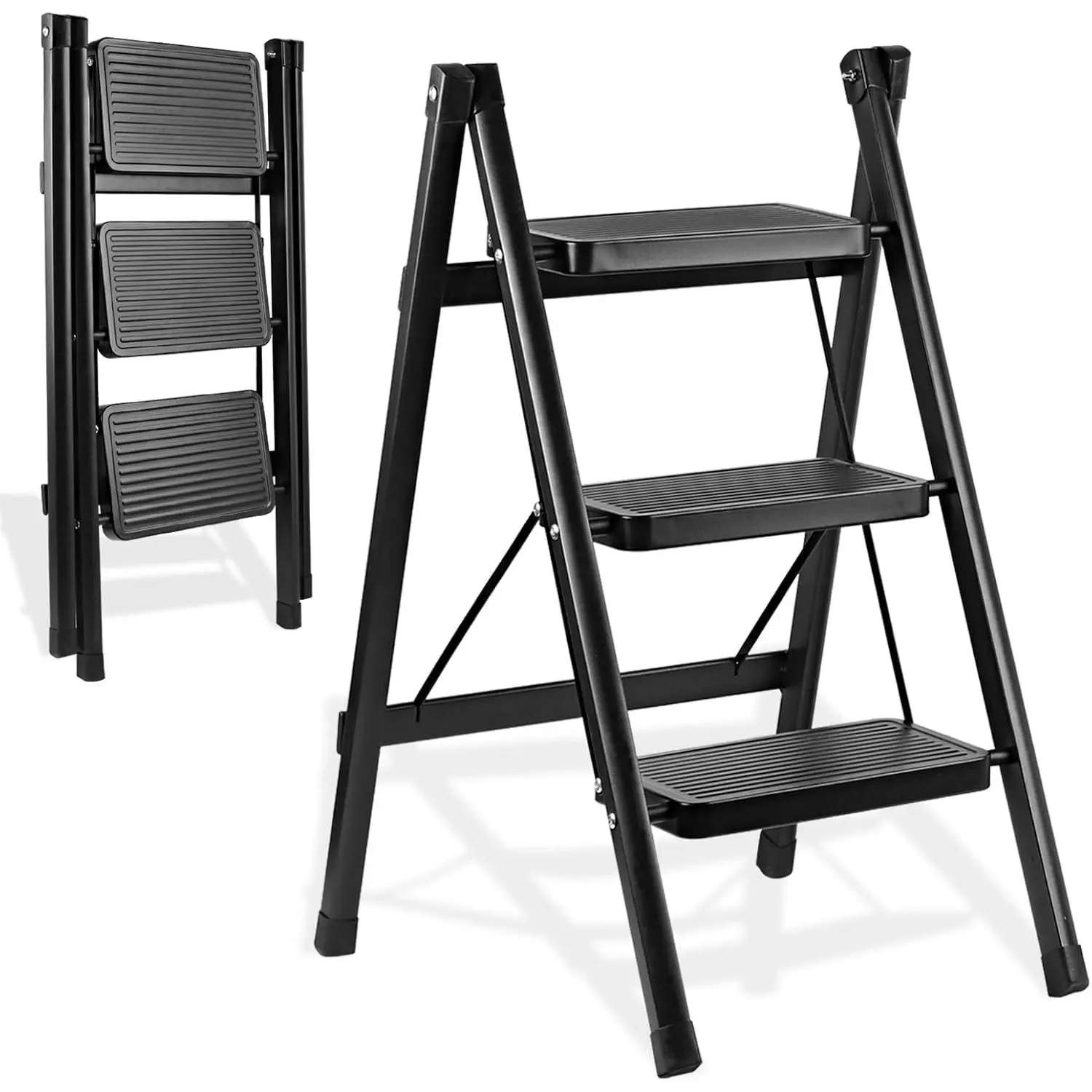 3-Step Ladder, Folding Step Stool for Kitchen/Closet/Garage, Sturdy & Lightweight  Handy Ladder, 250 lbs Capacity, Anti-Slip Pedals, Compact & Portable for  DIY & Everyday Tasks