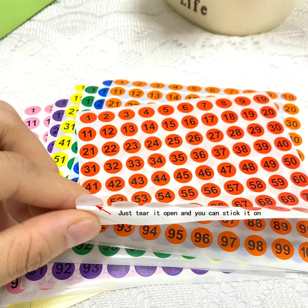 1-100 Circular Number Stickers for Easy Labeling, Round Number Tags for Organizing, Self Adhesive Stickers, Perfect for Crafts and Events, Self Adhesive Labels, Round Shape, Circle Labels