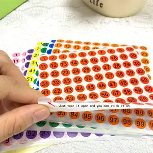 1-100 Circular Number Stickers for Easy Labeling, Round Number Tags for Organizing, Self Adhesive Stickers, Perfect for Crafts and Events