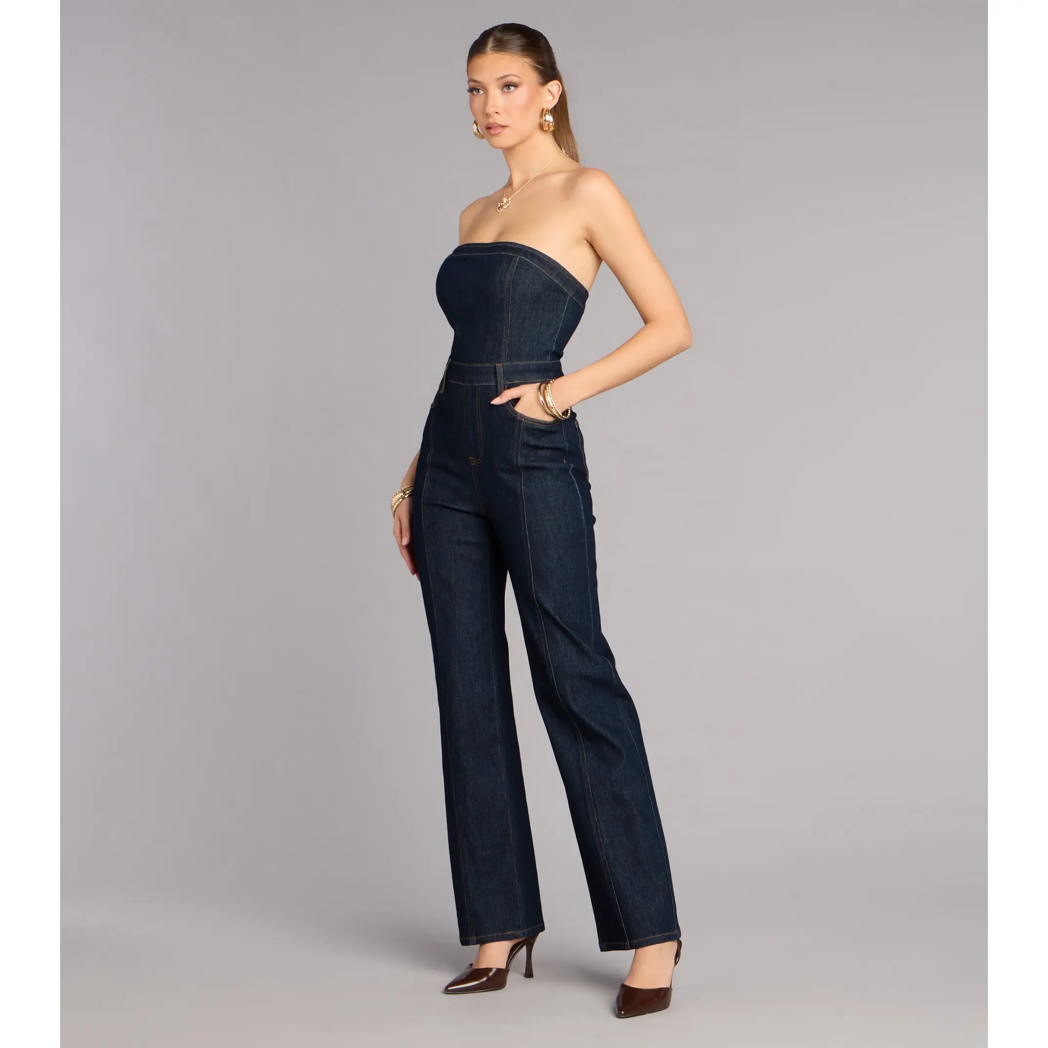 black denim jumpsuit - TikTok Shop