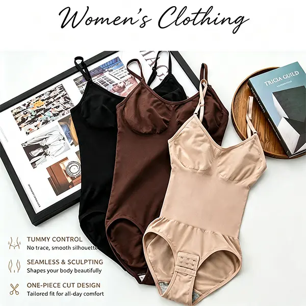 Women’s shapewear, tummy-control bodysuit, high-stretch comfortable fabric, button-front design for adjustable fit, close-fitting and comfortable wear, women’s apparel, women’s tops, women’s underwear Everyday Smooth Style Womenswear