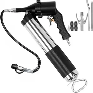 VEVOR Air Operated Grease Gun, Various specifications, Heavy Duty Pneumatic Grease Gun, with Flexible Hose, Black Flat Coupler Pointed Coupler Bent Metal Pipe Locking Clamp Coupler
