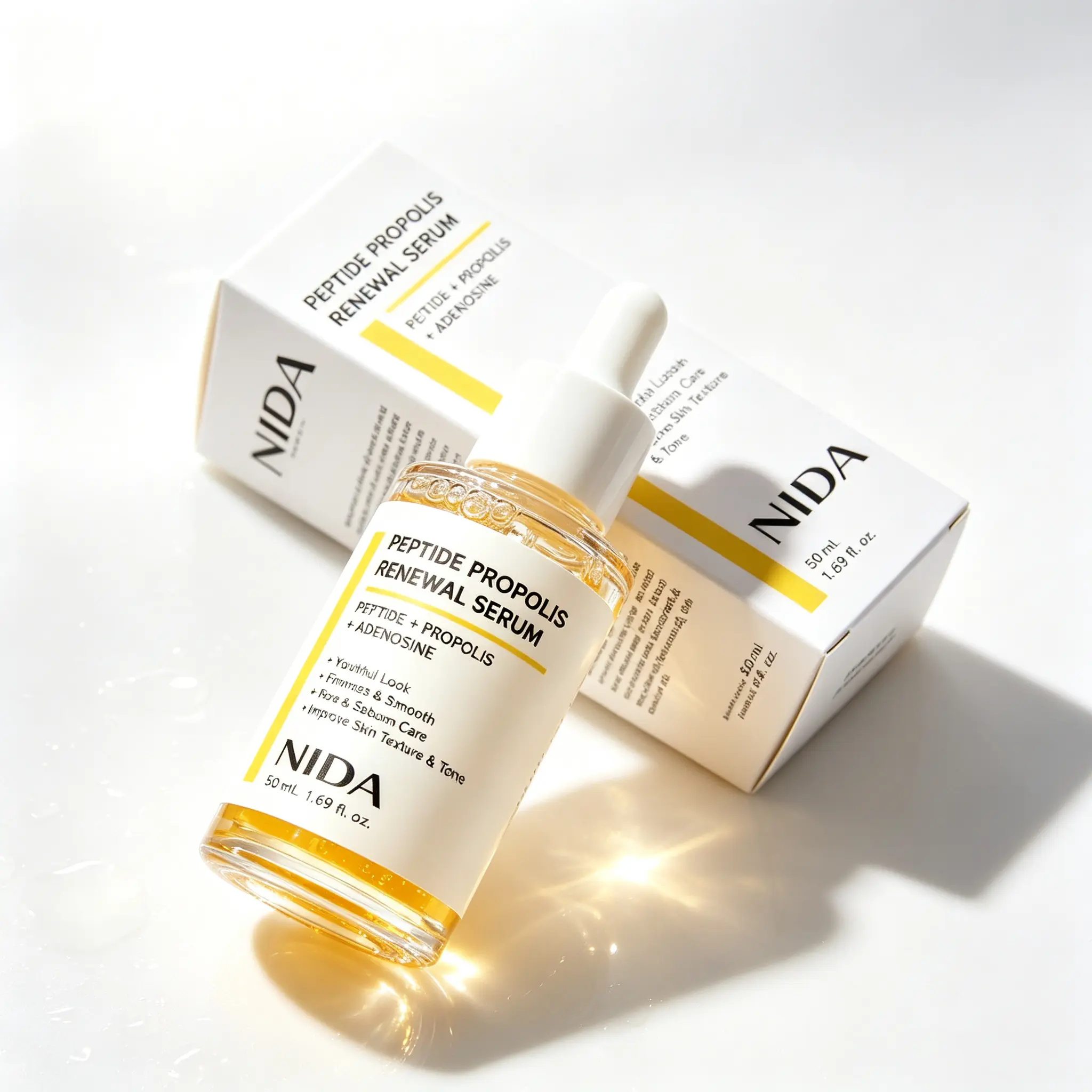 NIDA Peptide Propolis Renewal Serum - Peptide Complex, Propolis Extract, Adenosine | Youthful Look, Wrinkles, Fine Lines, Pore & Sebum Care | 1.69 fl.oz
