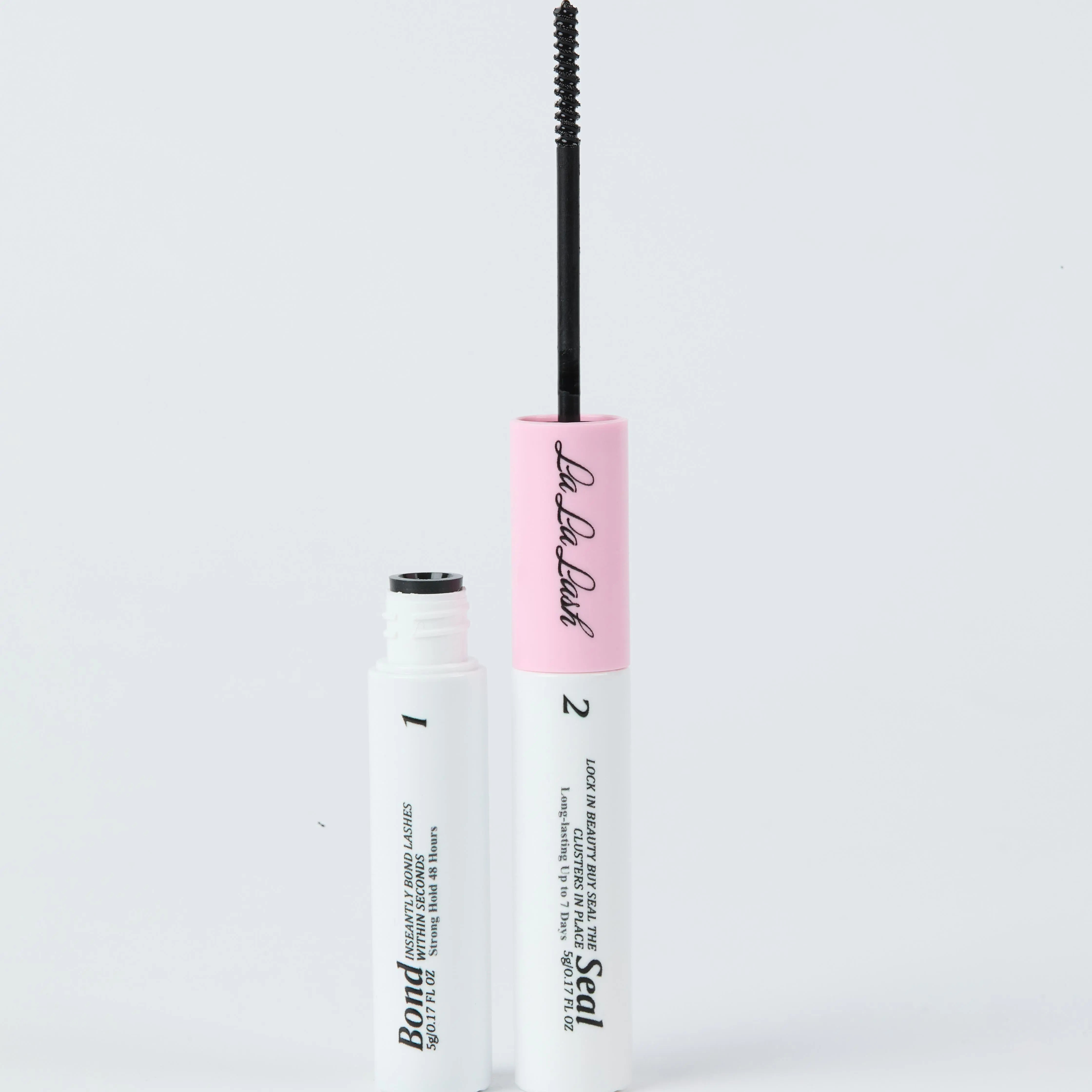 LALA 2-in-1 Eyelash Glue & Gentle Makeup Remover - Waterproof, Strong Long-Lasting Hold Beauty Product for Sensitive Skin, Brush-Included for Eyelash Extensions, Lash Cluster