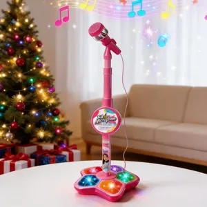 Portable Colorful LED Light Karaoke Microphone Toy,Built in music,Bluetooth connectivity! Boosts your child's happiness and confidence, Perfect birthday, Christmas, Easter gift for kids ages 3-8 Kpop festival gift creativity halloween gift ornament