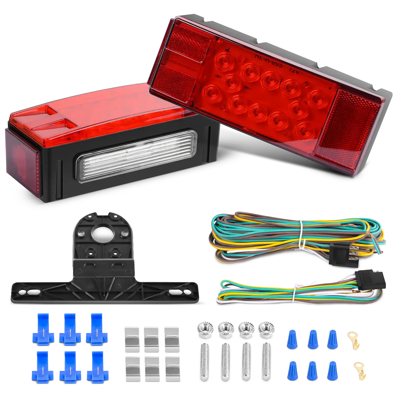 Nilight 12V DC Low Profile Rectangular Submersible LED Waterproof Taillight Kit (Pair) - Universal Fit for Automotive, Campers, Boats, Marine, Tractors, Car Led Light, Led Backlights