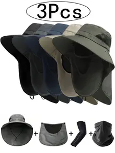 3Pcs- Multifunctional Sun Protection Set, Breathable UV-Blocking Hats, Detachable Cloak, Summer Cycling Cap, Sports Hat, Outdoor Sunscreen Headwear