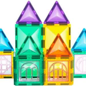 Magnetic player 7.5CM diamond surface color window magnetic piece Bulk children's puzzle building block Transparent construction piece