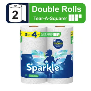 212 MAIN Sparkle 1026044 Tear-A-Square 2-Ply Paper Towel Wipe, 6x11 in, 110 Sheets, White, 24-Count Pack for Kitchen Use