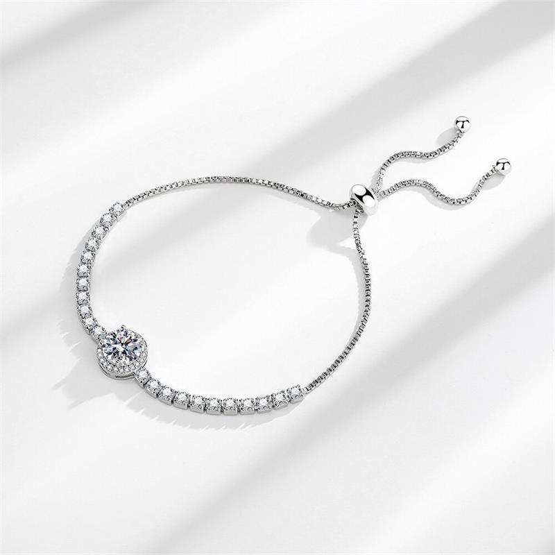 Fashionable Moissane  Silver Bracelet Jewelry Girlfriend paraiba tourmaline rough 10 karat diamond ring Christmas gift 10 karat diamond ring sterling silver ak