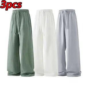 Men’s Summer Lightweight Casual Retro Pants | Slim fit, drawstring waist, breathable and stylish, suitable for indoor gatherings and outdoor activities, minimalist design | Composition: 100% polyester fiber (polyester), cool to wear