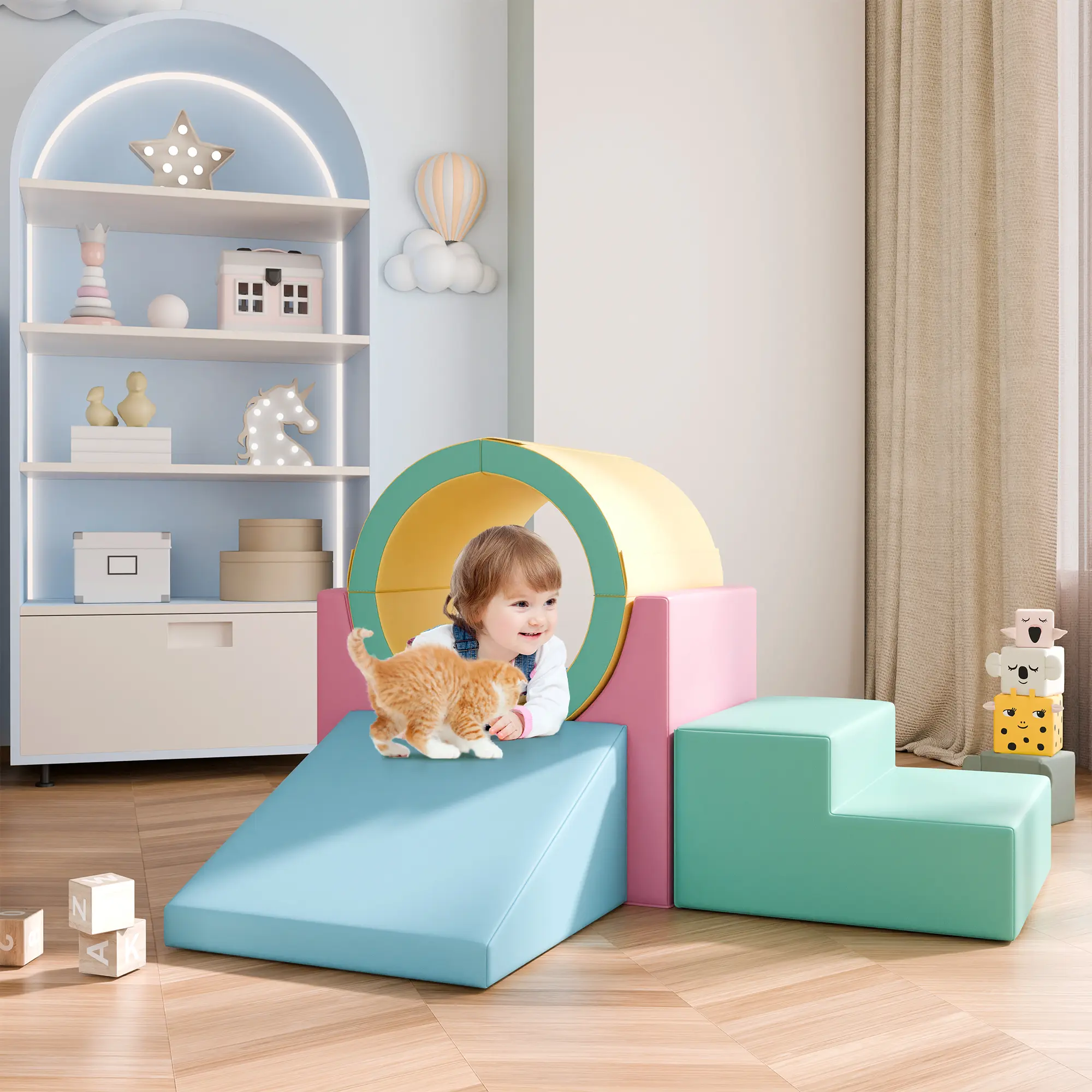 Topwin Modular Play Couch & Climbing Blocks - Vibrant Home/Indoor Toddler Playground Equipment for 3-4 Years, Christmas Gift for Play Areas & Nurseries, Home Playground Equipment
