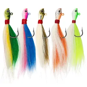5-Piece Marabou Bucktail Jig Set – Freshwater Round Ball Jigs for Walleye, Crappie, Panfish, Bluegill, and Bass – Premium Swimbait Fishing Hooks