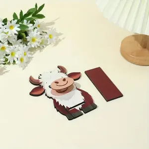 Wooden Highland Cow Eyeglass Holder & Fashion Display Stand, Cute Animal Design, Durable Wood Structure, Home Office Decor Gift, Glasses Holder