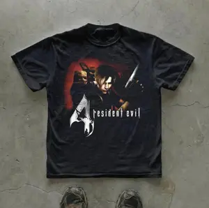 Leon T-Shirt, Resident Evil 4 Game Tee, Gifts Shirt, Unisex Vintage Graphic Tees Gothic Grunge Y2k Emo Scene Amity Affliction Style Clothes Men Women Streetwear