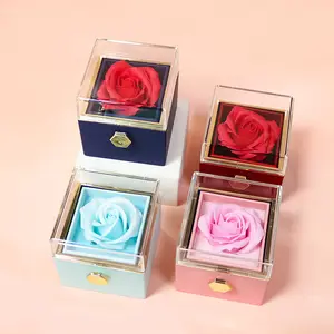 Rotatable Transparent Soap Flower Rose Gift Box - Creative Jewelry Packaging Box, Valentine's Day Female Home & Festive Gift