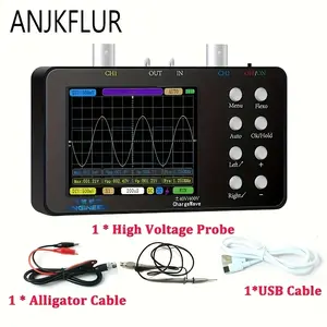 1pc ANJKFLUR Dual-Channel Digital Oscilloscope, Handheld with 393.7inch Analog Bandwidth, 1968.5inch Sampling Rate, Lissajous Patterns, 6A Current Waveform, USB/Battery Powered, 36V Max Voltage, Rechargeable Battery Included