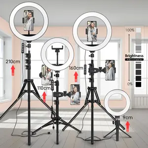 Tripod With LED Ring Light For Phone Tripod Camera Stand Selfie Photography Light LED Lamp Color Photo Studio For Live fast charger