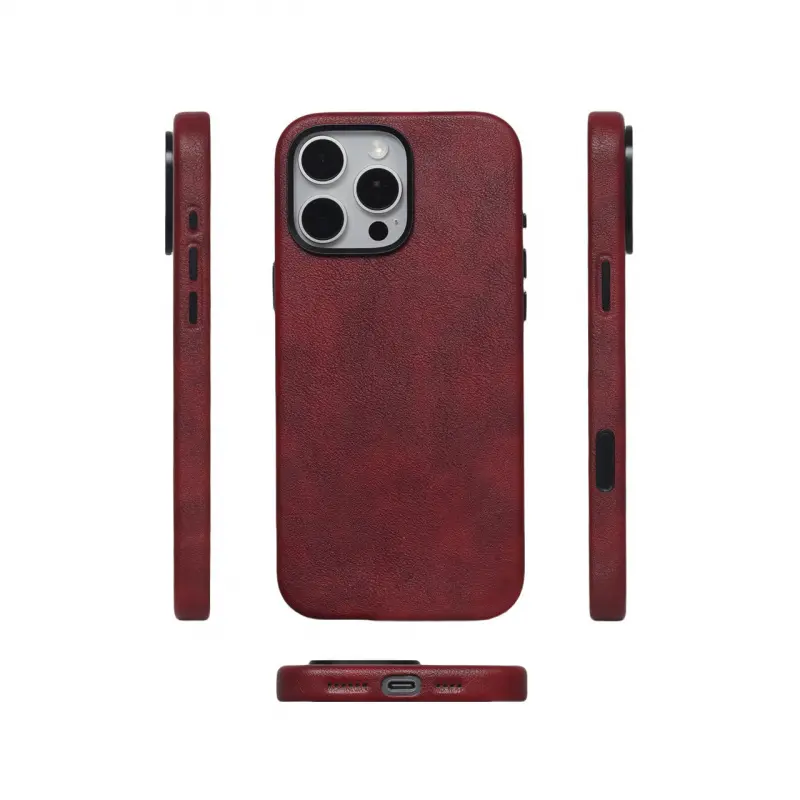 Suitable for Leather iPhone16Pro Magnetic Magsafe Retro Phone Case Compatible with iPhone15 Shockproof Protective Cover