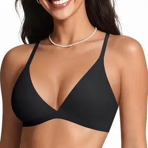 Women's Plus Size Fashion Low-Cut Triangle Bra - Wireless, Soft, Stretchy, Comfortable Daily Underwear