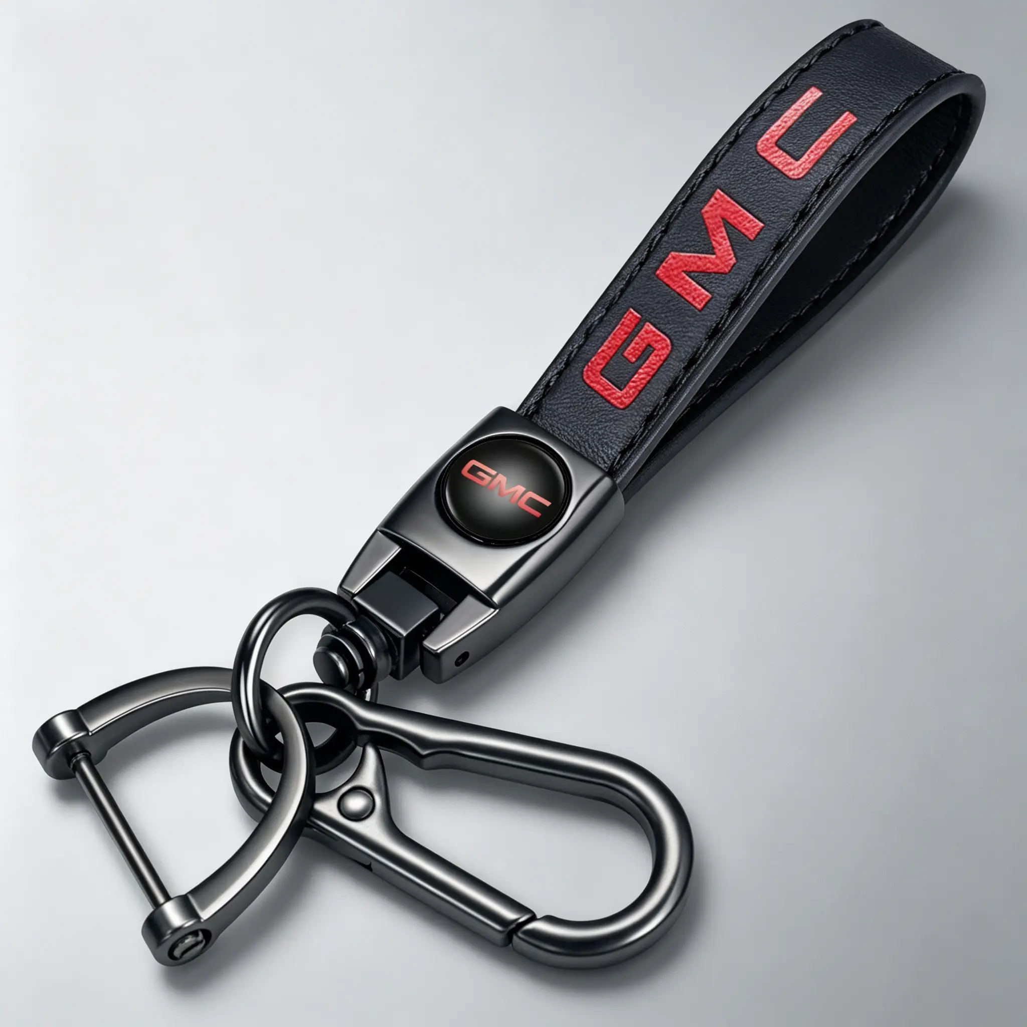 Leather Car Keychain Universal Fit for GMC Sierra 1500 Denali Canyon Terrain Yukon Jimmy Acadia Accessories Key Chain for Men and Women Key Ring Black