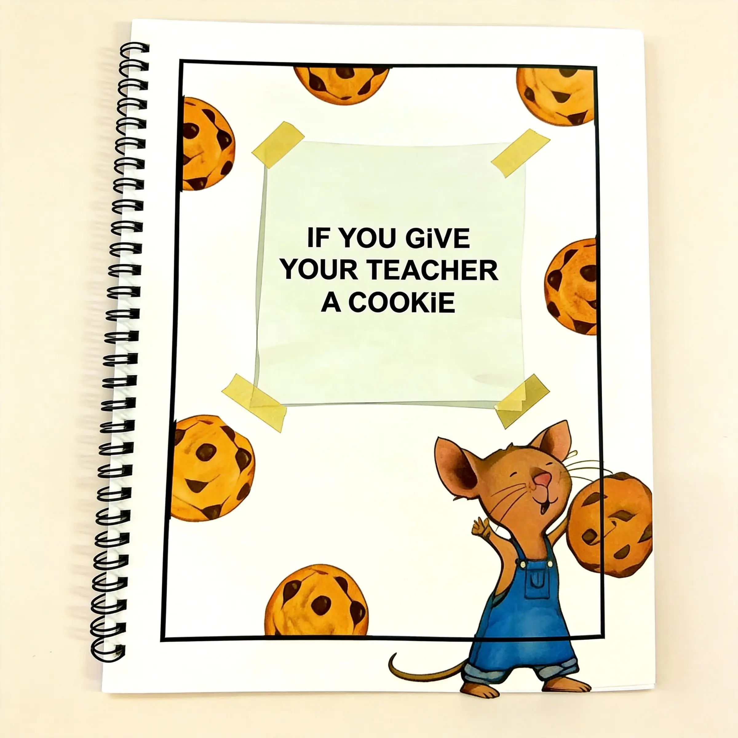 Teacher Appreciation Gift Notebook, If You Give Your Teacher a Cookie Theme Coil Binding, Perfect Present for Educators, Unique Teaching Supplies, Spiral Coil Notebook, Spiral Bound Notepad, Stationery Supplies