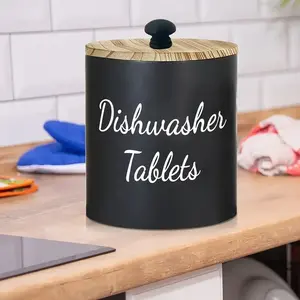 Wooden Dishwasher Tablet Storage Box, 1 Count Multifunctional Storage Jar for Dishwasher Tablet & Laundry Detergent, Home Organizer for Kitchen & Bathroom, Bottles