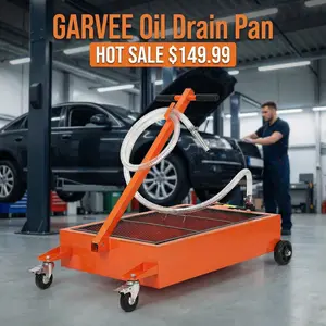 【GARVEE】Oil Drain Pan-20 Gallon and 15 Gallon Low Profile Options with Hand or Electric Pump, Includes 8ft Hose & Folding Handle, Perfect for Efficient Oil Draining in Cars, SUVs, and Trucks. Tools Portable