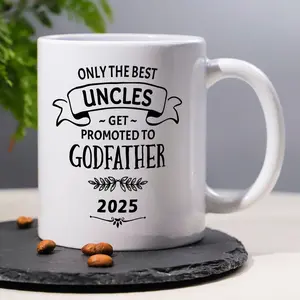 Godfather Proposal Gifts, Godfather Coffee Mug 11 Oz Ceramic Family Mug for Uncle, The Godfather Tea Cup, Godfather Water Mug Cups Gifts for Men, Gift for Godfather Birthday Announcement Fathers Day Christmas