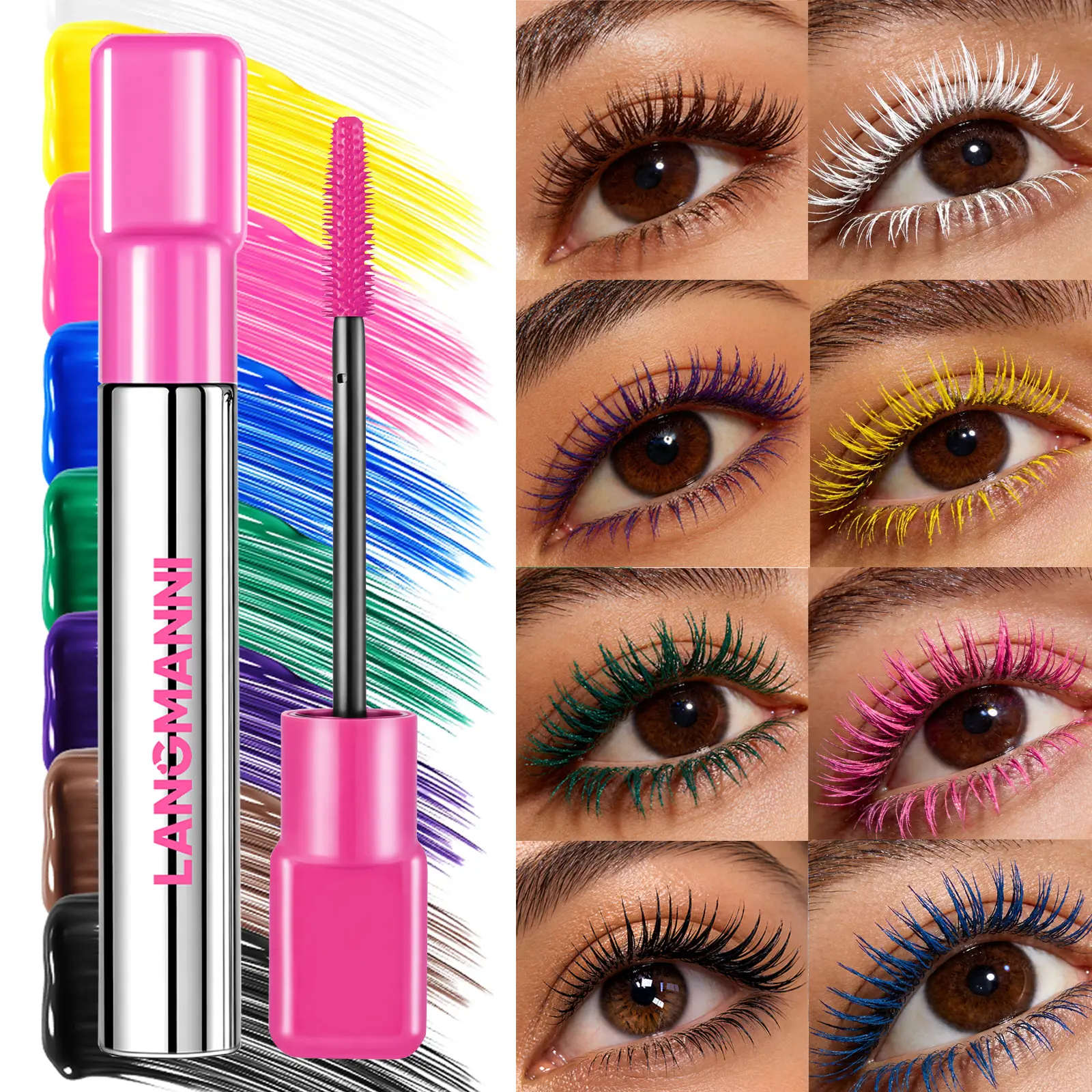 Colorful mascara curls up, slim, not easy to get dizzy, waterproof, quick drying, makeup holding and lasting mascara, Beauty Mascara, Long Lasting Mascara