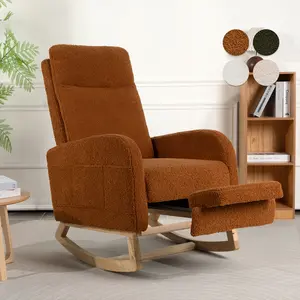 SOUTTEE 51‘’ Modern Rocking Chair Nursery, Comfy Glider Nursery Chair with Foot Rest, Upholstered Rocker with Pocket, Living Room, Bedroom, Lounge Room